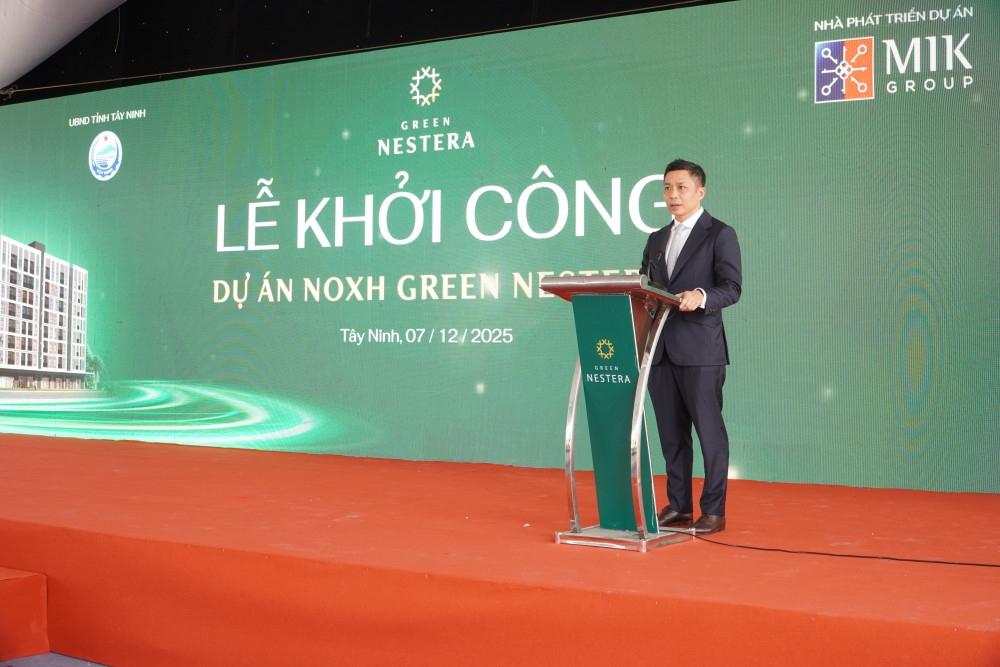 Đại diện Tập đoàn MIK phát biểu cam kết tiến độ dự án Green Nestera